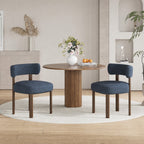 Upholstered Dining Chairs Set of 2, Mid Century Modern Dining Room Chairs, Farmhouse Wooden Chairs with Ergonomic Curved Backrest for Kitchen Dining Vanity, Blue