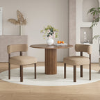 Upholstered Dining Chairs Set of 4, Mid Century Modern Dining Room Chairs, Farmhouse Wooden Chairs with Ergonomic Curved Backrest for Kitchen Dining Vanity