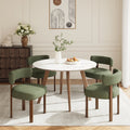 Upholstered Dining Chairs Set of 4, Mid Century Modern Dining Room Chairs, Farmhouse Wooden Chairs with Ergonomic Curved Backrest for Kitchen Dining Vanity