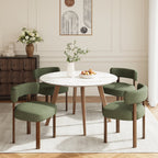 Upholstered Dining Chairs Set of 4, Mid Century Modern Dining Room Chairs, Farmhouse Wooden Chairs with Ergonomic Curved Backrest for Kitchen Dining Vanity