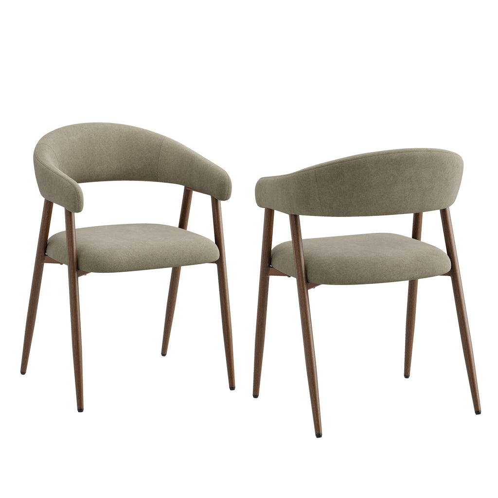 EOP Modern Linen Fabric Dining Chairs Set of 2, Upholstered Kitchen Chair with Metal Leg for Dining Room Restaurant