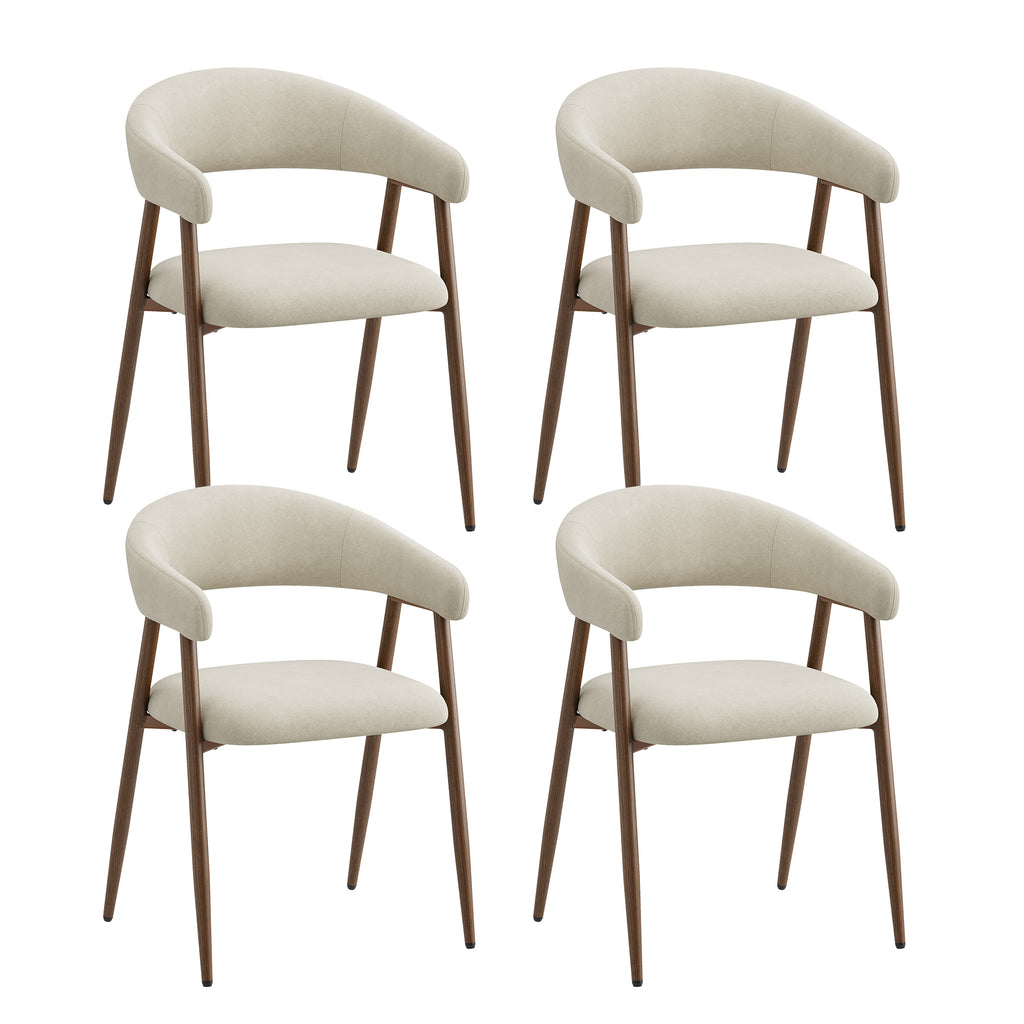 EOP Modern Linen Fabric Dining Chairs Set of 2, Upholstered Kitchen Chair with Metal Leg for Dining Room Restaurant