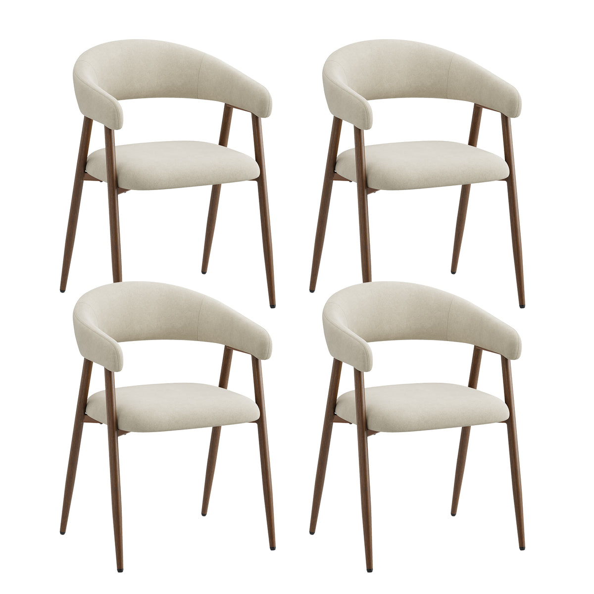 EOP Modern Linen Fabric Dining Chairs Set of 2, Upholstered Kitchen Chair with Metal Leg for Dining Room Restaurant