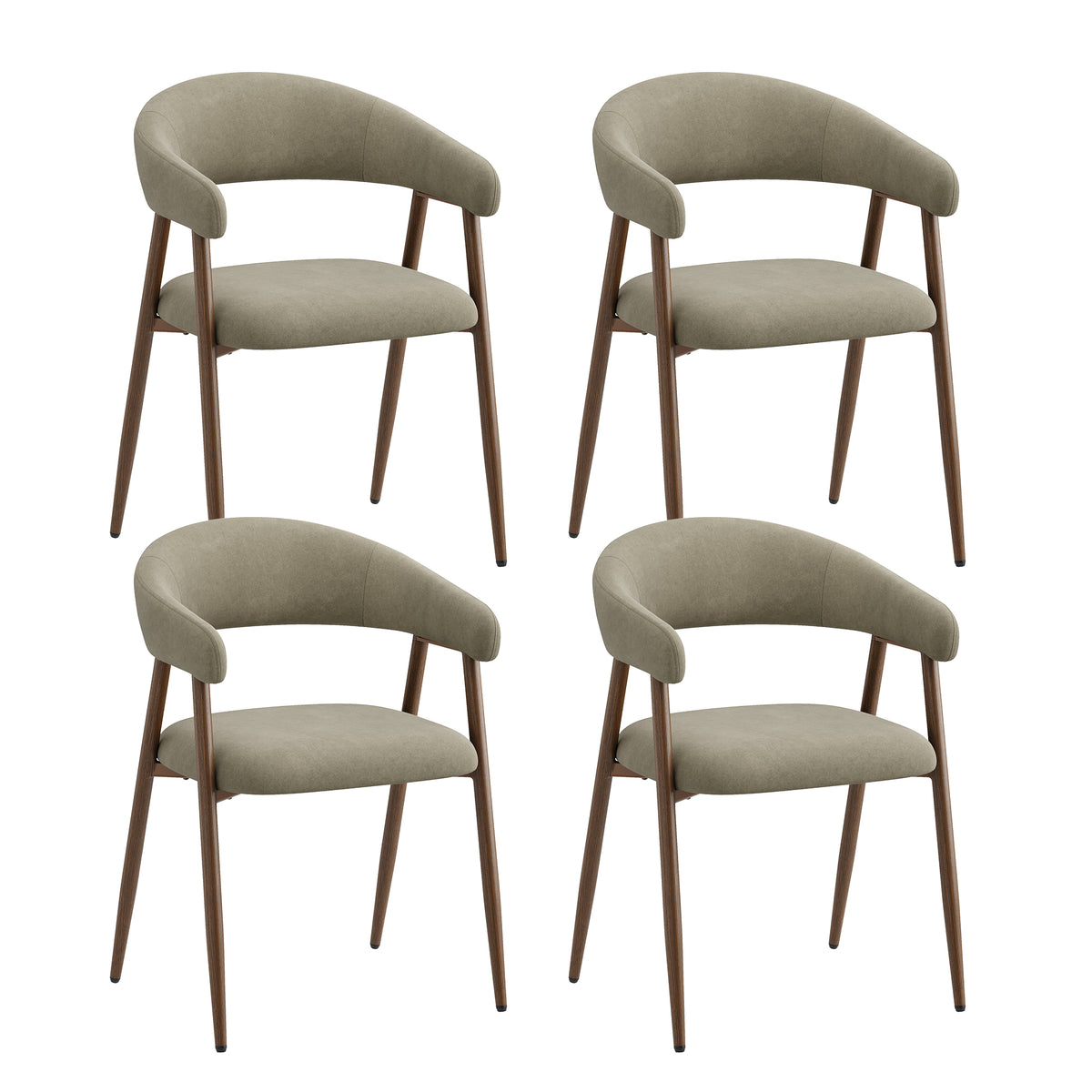 EOP Modern Linen Fabric Dining Chairs Set of 2, Upholstered Kitchen Chair with Metal Leg for Dining Room Restaurant