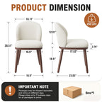 EOP Upholstered Dining Chairs Set of 2, Modern Fabric Dining Side Chairs with Wood Legs & Wing Backrest, for Dining Room Living Room Bedroom, Beige