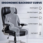 EOP Big and Tall Heated Massage Office Chair, High Back Executive Desk Chair with 4D Flip-Up Armrests & Lumbar Support for Home Office, Black