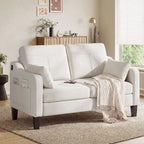 EOP 52" Upholstered Loveseat Sofa, Modern Comfy 2 Seater Couches with USB & Type-C Port, Side Pockets & 2 Pillows for Living Room, Apartment and Small Spaces, Beige