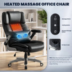 EOP Big and Tall Heated Massage Office Chair, High Back Executive Desk Chair with 4D Flip-Up Armrests & Lumbar Support for Home Office, Black