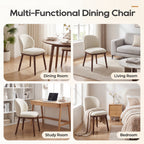 EOP Upholstered Dining Chairs Set of 2, Modern Fabric Dining Side Chairs with Wood Legs & Wing Backrest, for Dining Room Living Room Bedroom, Beige