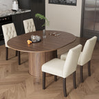 EOP 5-Piece Extendable Dining Table Set for 4, 47"-63" Wood Kitchen Table with 4 Upholstered Chairs, Space-Saving Drop Leaf Kitchen Table for Dining Room, Small Space
