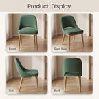 EOP Dining Chairs Set of 2, Upholstered Dining Side Chairs with Solid Rubber Wood Legs and Backrest, Modern Soft Chairs for Kitchen Dining Room Living Room, Green