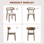 EOP Upholstered Dining Chairs Set of 2, Farmhouse Modern Fabric Wooden Dining Room Chair with Curved Back, Kitchen Side Chairs for Restaurant, Living Room, Beige