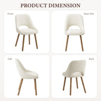 EOP Modern Upholstered Dining Chairs with Curved Back, Mid-Century Side Chairs with Solid Wood Legs For Dining Room, Kitchen and Restaurant, Set of 4, Beige