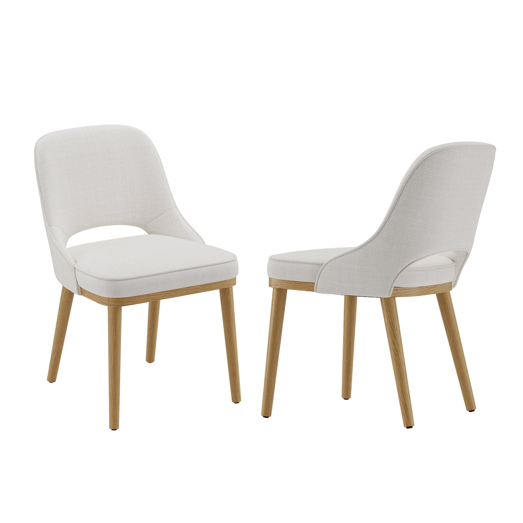 EOP Modern Dining Chairs Set of 2, Upholstered Dining Side Chairs with Solid Rubber Wood Legs, Open Back Design, Pet-Friendly Scratch-Resistant, Kitchen Dining Room Living Room Chairs, Beige