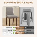 EOP Upholstered Dining Chairs Set of 6, Linen Fabric Dining Side Chairs, Farmhouse Dining Room Chairs, Stylish Kitchen Chairs with Solid Wood Legs and Padded Seat, Gray