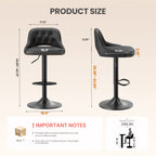 EOP Swivel Bar Stool, Adjustable Height PU Leather Bar Chair with Curved Backrest, Counter Height Seating for Kitchen Island Dining Room, Black
