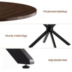 EOP 43″- 59″ Extendable Round Dining Table for 4-6, Farmhouse Oval Kitchen Table with Removable Leaves, Mid Century Modern Dining Room Table with Metal Frame, Space Saving, Walnut