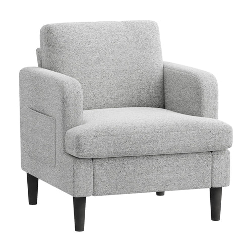 EOP 29.13" Accent Chairs Upholstered Fabric Compty Chairs with Armrest Reading Chair with Solid Wood Frame for Living Room Reading Room, Gray