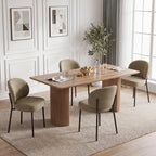 EOP Upholstered Dining Chairs Set of 4, Mid-Century Modern Dining Room Chairs with Curved Backrest and Metal Legs, Chair Kitchen for Dining Room, Camel