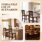 EOP Windsor Armless Bar Stools Set of 2 Counter Height Stool Wooden Barstools Antique-style Island chair for Kitchen Bar Dining Room, Dark Brown
