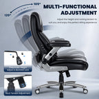 EOP Big and Tall Heated Massage Office Chair, High Back Executive Desk Chair with 4D Flip-Up Armrests & Lumbar Support for Home Office, Black
