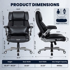 EOP Big and Tall Heated Massage Office Chair, High Back Executive Desk Chair with 4D Flip-Up Armrests & Lumbar Support for Home Office, Black