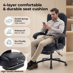 EOP Big and Tall Office Chair with Footrest, Heated Massage Faux Leather Computer Chair with 3D Linkage Armrests and Lumbar Pillow, Black