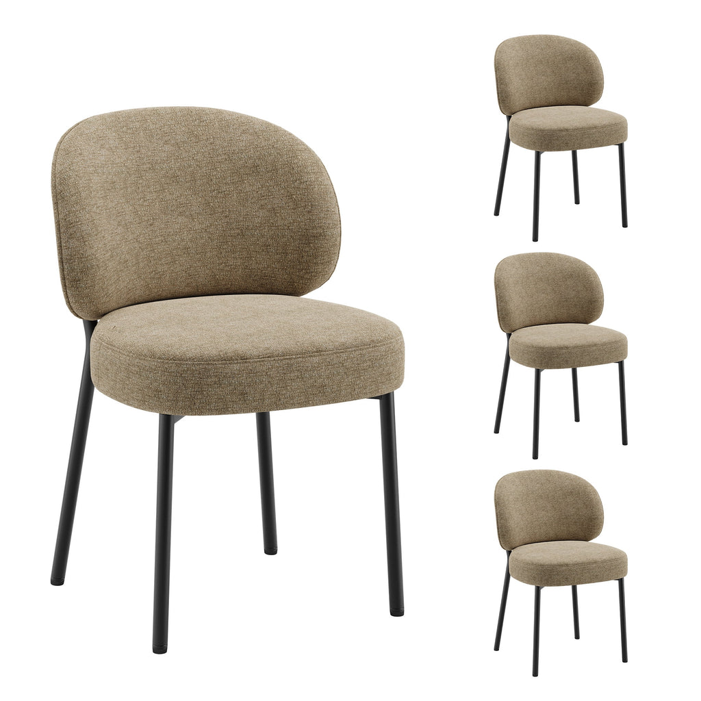 EOP Upholstered Dining Chairs Set of 4, Mid-Century Modern Dining Room Chairs with Curved Backrest and Metal Legs, Chair Kitchen for Dining Room, Camel