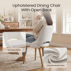 EOP Modern Dining Chairs Set of 2, Upholstered Dining Side Chairs with Solid Rubber Wood Legs, Open Back Design, Pet-Friendly Scratch-Resistant, Kitchen Dining Room Living Room Chairs, Beige