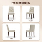 EOP Dining Chairs Set of 2, Modern Upholstered Fabric Dining Room Chairs, Armless Kitchen Side Chairs with Wood Legs and Padded Seat for Living Room, Bedroom, Kitchen, Beige