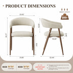 EOP Modern Linen Fabric Dining Chairs Set of 2, Upholstered Kitchen Chair with Metal Leg for Dining Room Restaurant, Beige