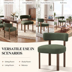 Upholstered Dining Chairs Set of 4, Mid Century Modern Dining Room Chairs, Farmhouse Wooden Chairs with Ergonomic Curved Backrest for Kitchen Dining Vanity