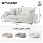 EOP 62.99" Wide Cloud Compression Sofa, Full Sponge Loveseat with Deep Seat, Upholstered Couch with 4 Pillows, No Assembly Required for Small Living Spaces, Beige