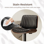EOP Adjustable Swivel Bar Stools Single Piece Faux Leather Upholstered Counter Height Chairs with Back Dining Barstools for Kitchen Island, Black