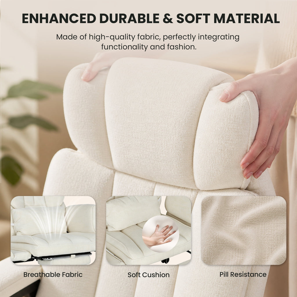 EOP Office Chair, Swivel Ergonomic Large Desk Chair with Adjustable Backrest and Footrest, Flip Armrests Home Executive Office Chair for Work, Gaming, Beige