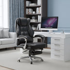 EOP Massage Big and Tall Office Chair with Heat and 4 Vibration Points, Executive Desk Chair with Adjustable Footrest, Black
