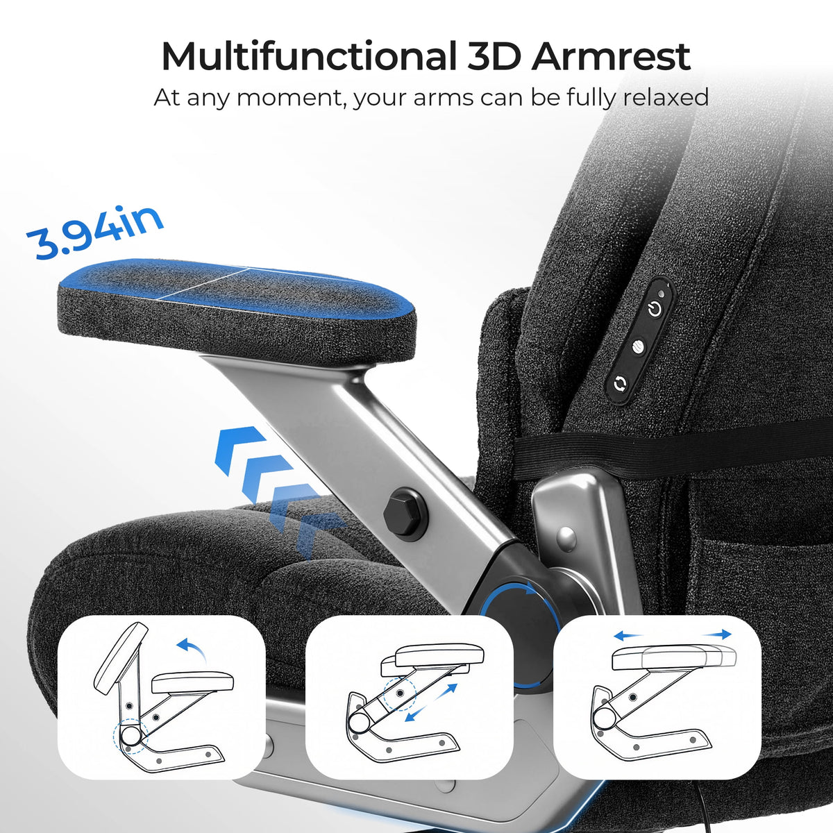 EOP Big and Tall Executive Office Chair 400lbs, High Back Ergonomic Desk Chair with Heat & Kneading Massage, Flip-Up Armrests, Black