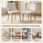 EOP Modern Dining Chairs Set of 2, Upholstered Dining Side Chairs with Solid Rubber Wood Legs, Open Back Design, Pet-Friendly Scratch-Resistant, Kitchen Dining Room Living Room Chairs, Beige