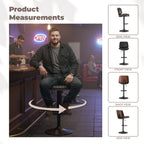 EOP Adjustable Swivel Bar Stools Single Piece Faux Leather Upholstered Counter Height Chairs with Back Dining Barstools for Kitchen Island, Black