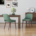 EOP Dining Chairs Set of 2, Upholstered Dining Side Chairs with Solid Rubber Wood Legs and Backrest, Modern Soft Chairs for Kitchen Dining Room Living Room, Green