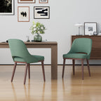 EOP Dining Chairs Set of 2, Upholstered Dining Side Chairs with Solid Rubber Wood Legs and Backrest, Modern Soft Chairs for Kitchen Dining Room Living Room, Green