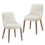 EOP Wooden Dining Chairs Set of 2, Modern Tufted Button Kitchen Chairs with Solid Wood Legs, Upholstered Fabric Dining Room Chairs for Living Room Bedroom, Beige