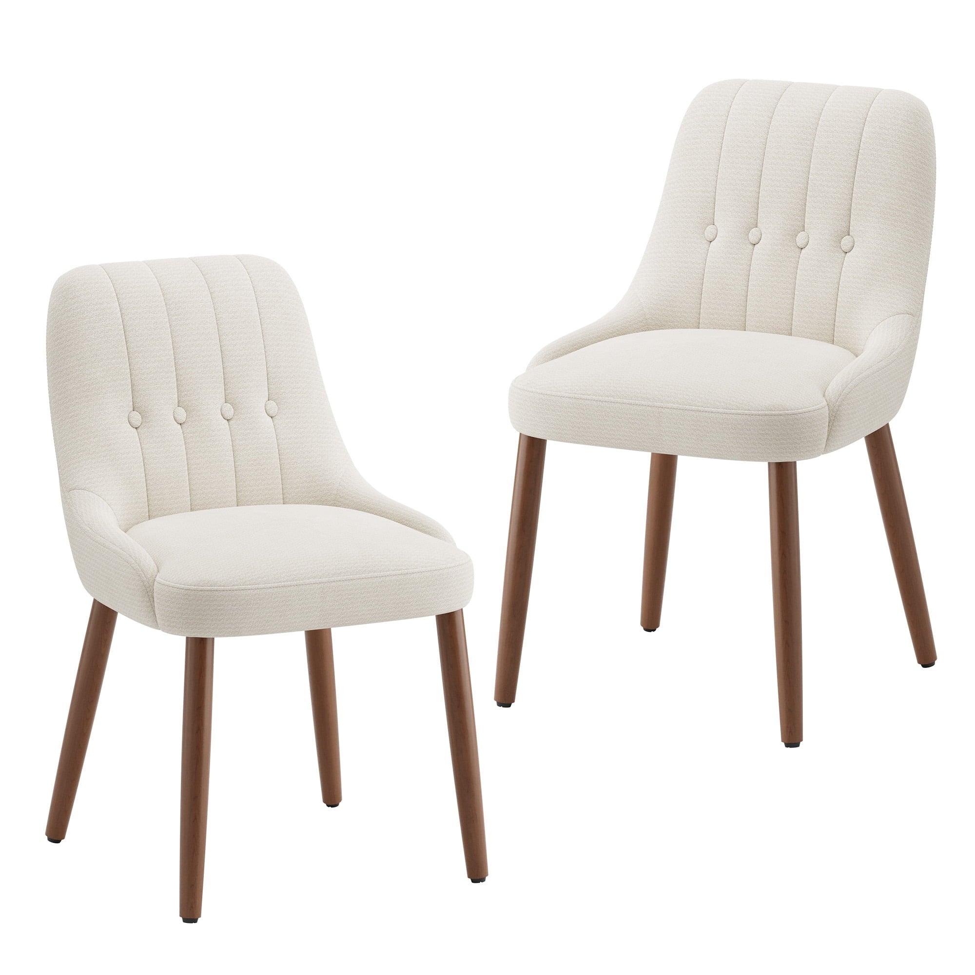 EOP Wooden Dining Chairs Set of 2, Modern Tufted Button Kitchen Chairs with Solid Wood Legs, Upholstered Fabric Dining Room Chairs for Living Room Bedroom, Beige