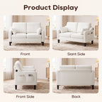 EOP 52" Upholstered Loveseat Sofa with USB & Type-C Charging, 2 Seater Small Couch with Storage Pockets & Armrest Pillows for Living Room, Apartment, Office, Small Spaces, Beige