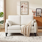 EOP 52" Upholstered Loveseat Sofa, Modern Comfy 2 Seater Couches with USB & Type-C Port, Side Pockets & 2 Pillows for Living Room, Apartment and Small Spaces, Beige