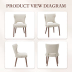EOP Modern Fabric Upholstered Dining Chairs Set of 2, Wingback Dining Side Chairs with Solid Wood Legs, Farmhouse Dining Room Chairs for Dining Kitchen Living Room, Beige