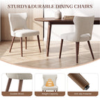 EOP Modern Fabric Upholstered Dining Chairs Set of 2, Wingback Dining Side Chairs with Solid Wood Legs, Farmhouse Dining Room Chairs for Dining Kitchen Living Room, Beige