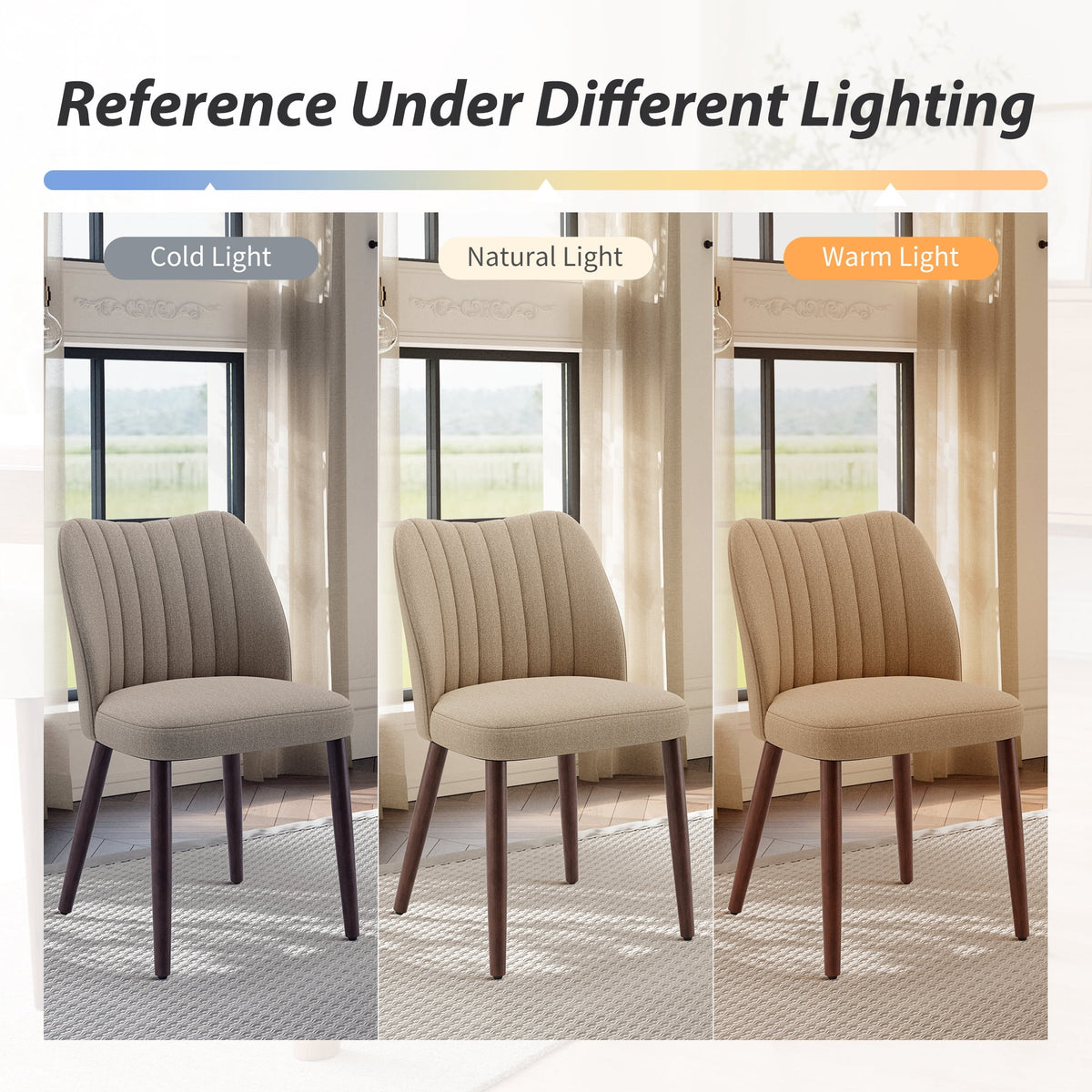 EOP Upholstered Dining Chairs Set of 4, Farmhouse Fabric Kitchen Chairs with Solid Wood Legs, Modern Restaurant & Cafe Side Chairs for Home Dining Room, Camel