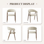 EOP Modern Linen Fabric Dining Chairs Set of 2, Upholstered Kitchen Chair with Metal Leg for Dining Room Restaurant, Beige
