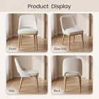EOP Modern Dining Chairs Set of 2, Upholstered Dining Side Chairs with Solid Rubber Wood Legs, Open Back Design, Pet-Friendly Scratch-Resistant, Kitchen Dining Room Living Room Chairs, Beige